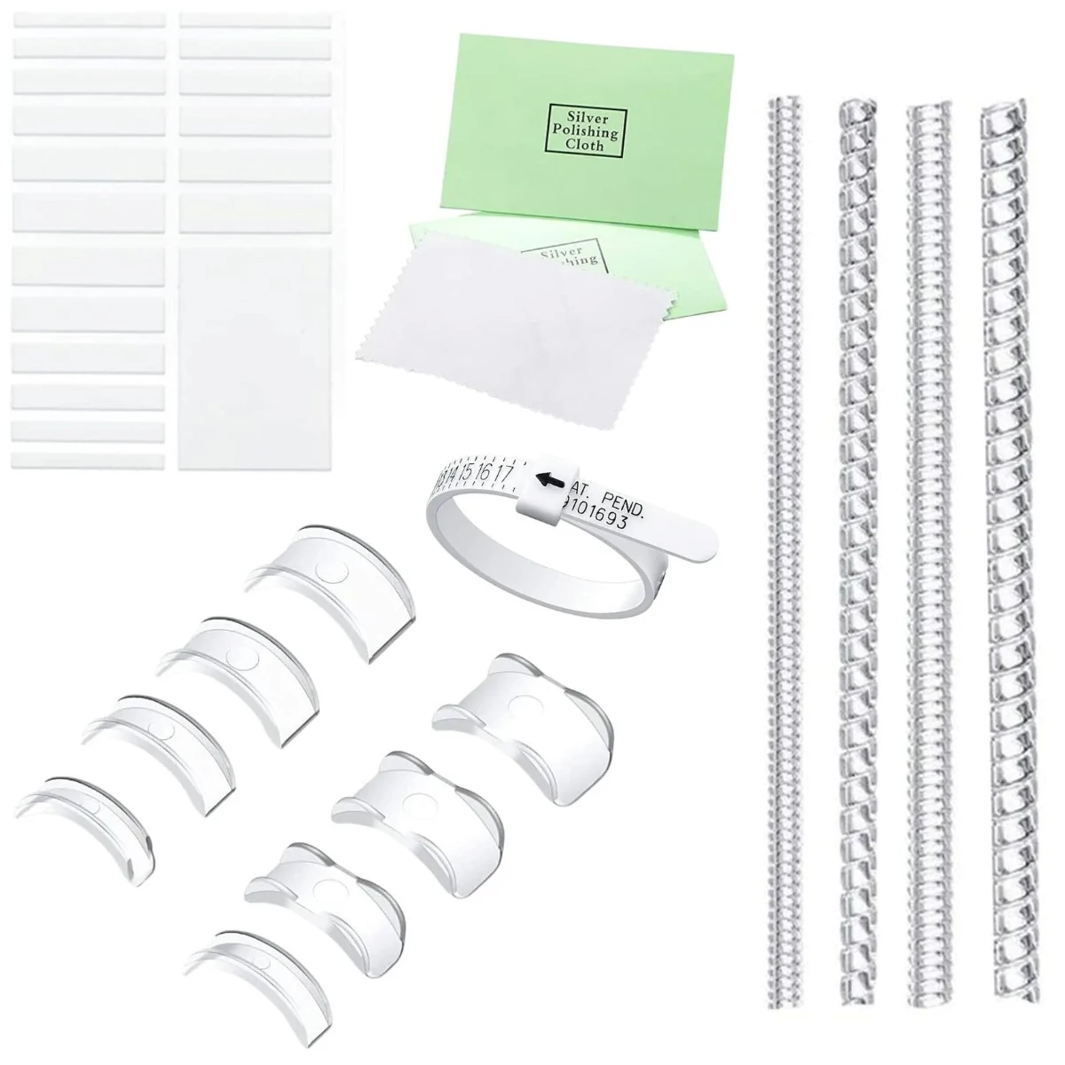 Fako Bijoux - Ringverkleiner Set - TPU - Ring Verkleiner - All-In-One Ring Sizer Set - 33 Stuks - Wit
