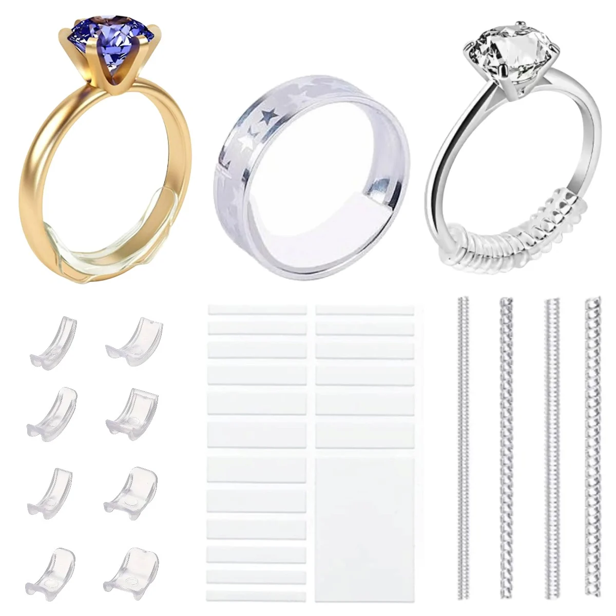 Fako Bijoux - Ringverkleiner Set - TPU - Ring Verkleiner - All-In-One Ring Sizer Set - 31 Stuks - Wit
