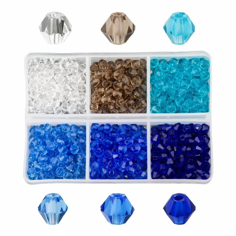 Fako Bijoux - DIY Kralen Set - Glas Kralen Facet Geslepen - Sieraden Maken - 4mm - 600 Stuks - Oceaan