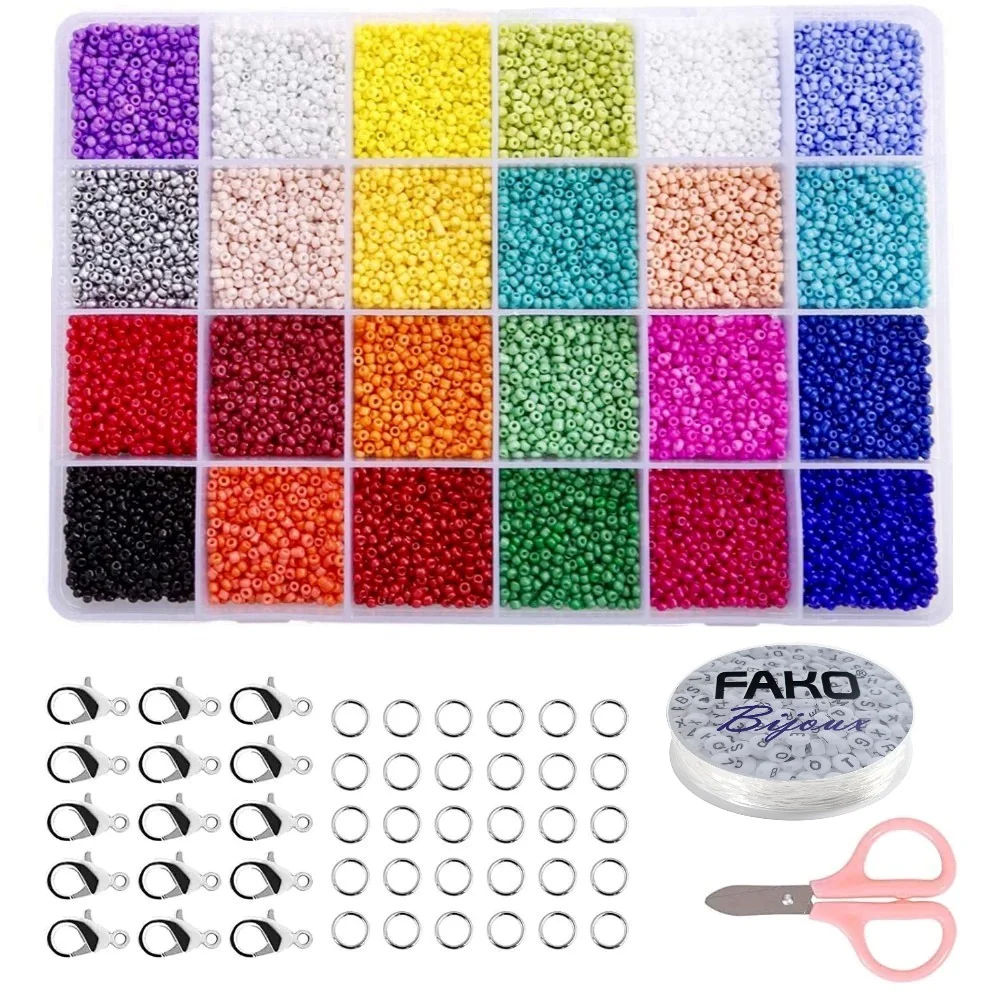 Fako Bijoux - DIY Kralen Set - Glas Zaad Kralen - Sieraden Maken - 2mm - 19200 Stuks