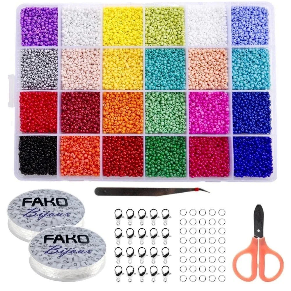 Fako Bijoux - DIY Kralen Set DLX - Glas Zaad Kralen - Sieraden Maken - 2mm - 19200 Stuks