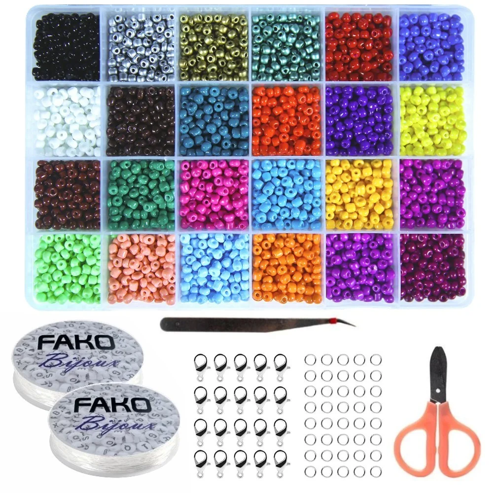 Fako Bijoux - DIY Kralen Set DLX - Glas Zaad Kralen - Sieraden Maken - 4mm - 4800 Stuks