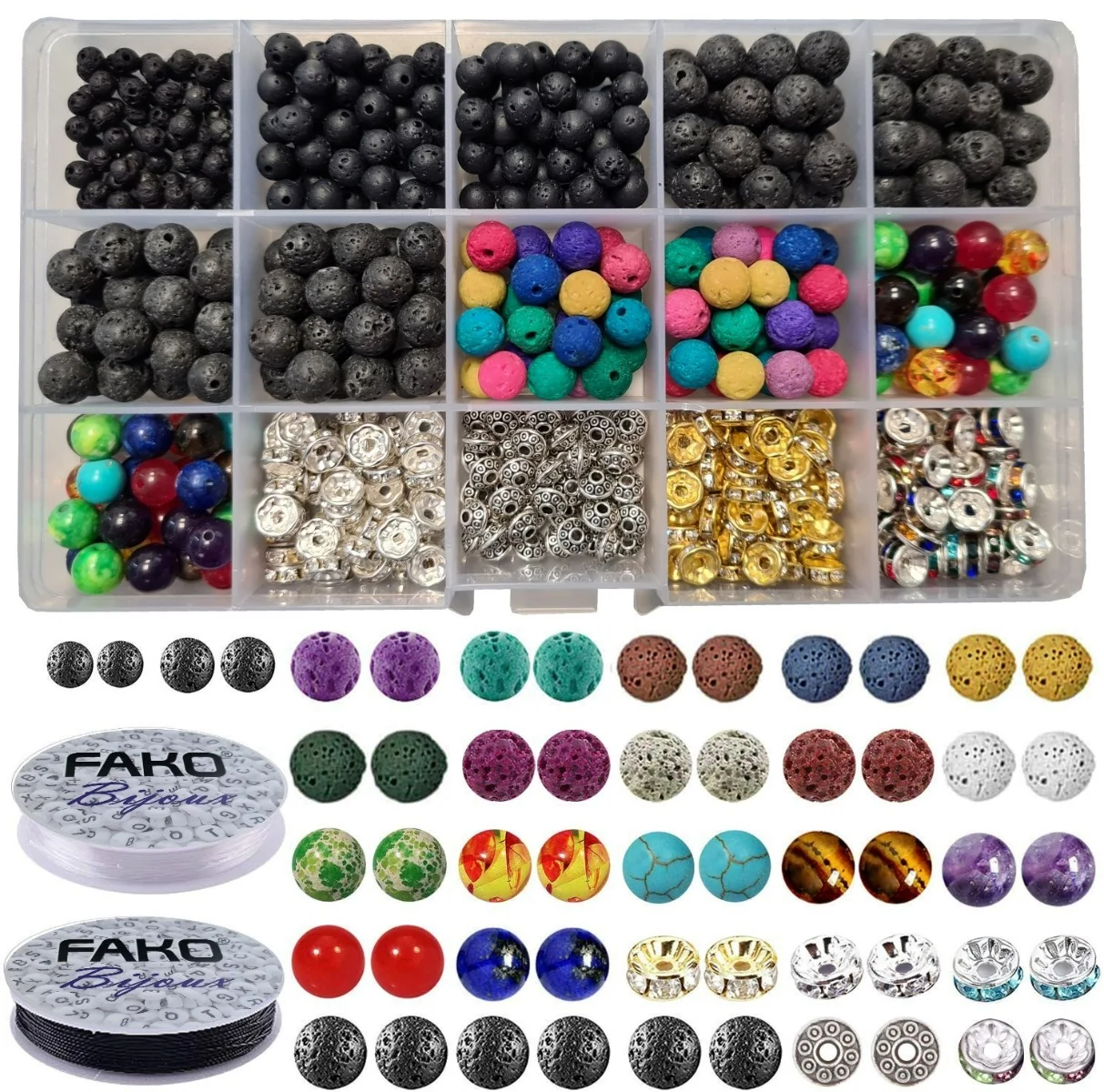 Fako Bijoux - DIY Lavasteen Kralen Set - Maansteen Kralen - Sieraden Maken Kit - Zelf Sieraden Maken - Set - 600 Stuks
