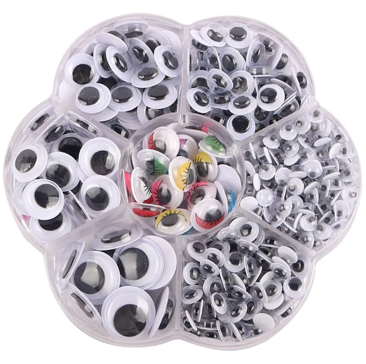 Fako Bijoux - 600 Wiebeloogjes - Zelfklevende Hobby Oogjes - Knutsel Oogjes - Diverse Afmetingen - Diverse Kleuren - 700 Stuks