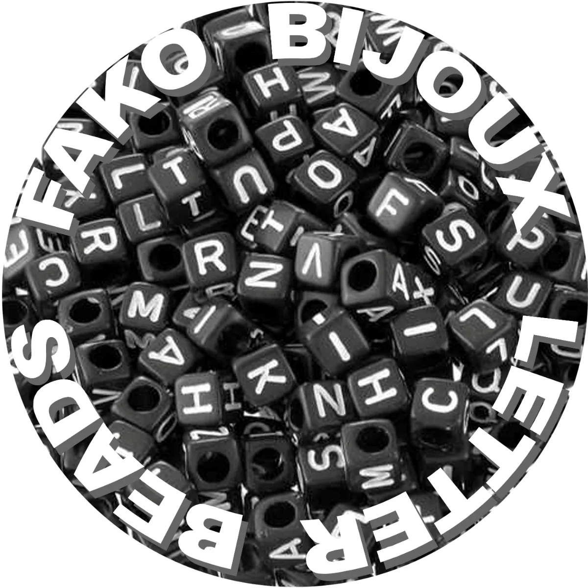 Fako Bijoux - Letterkralen Vierkant - Letter Beads - Alfabet Kralen - Sieraden Maken - 500 Stuks - Zwart/Wit