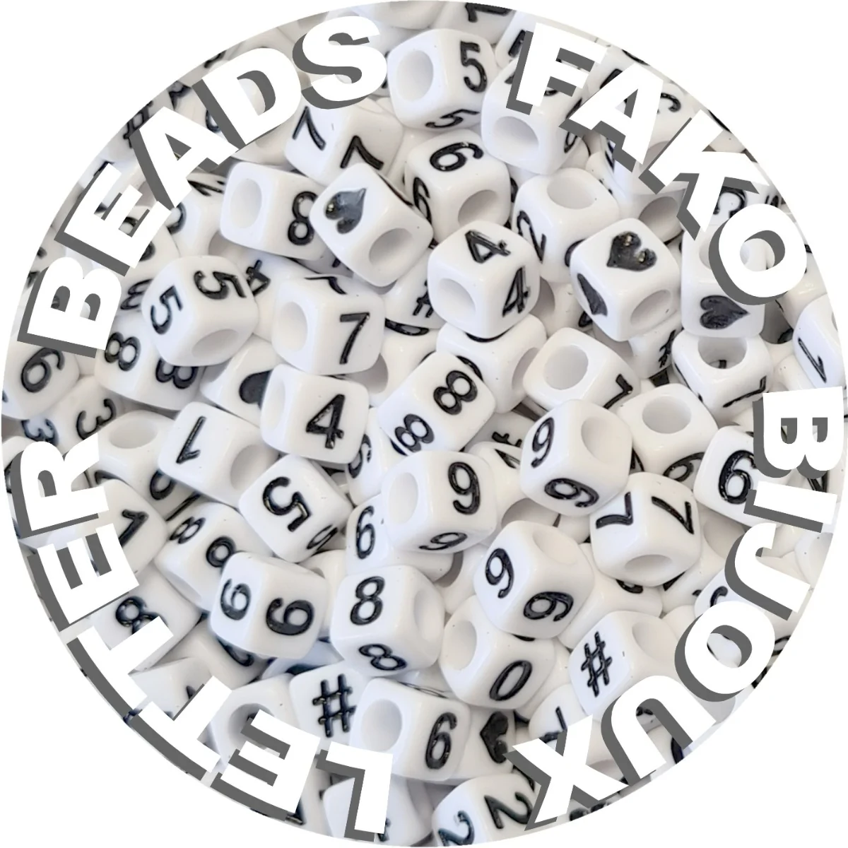 Fako Bijoux - Cijferkralen Vierkant - Number Beads - Acryl Kralen - Sieraden Maken - 250 Stuks - Wit