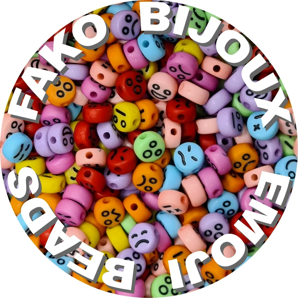 Fako Bijoux - Crazy Emoji Kralen - Acryl - 7mm - Sieraden Maken - 250 Stuks - Mix