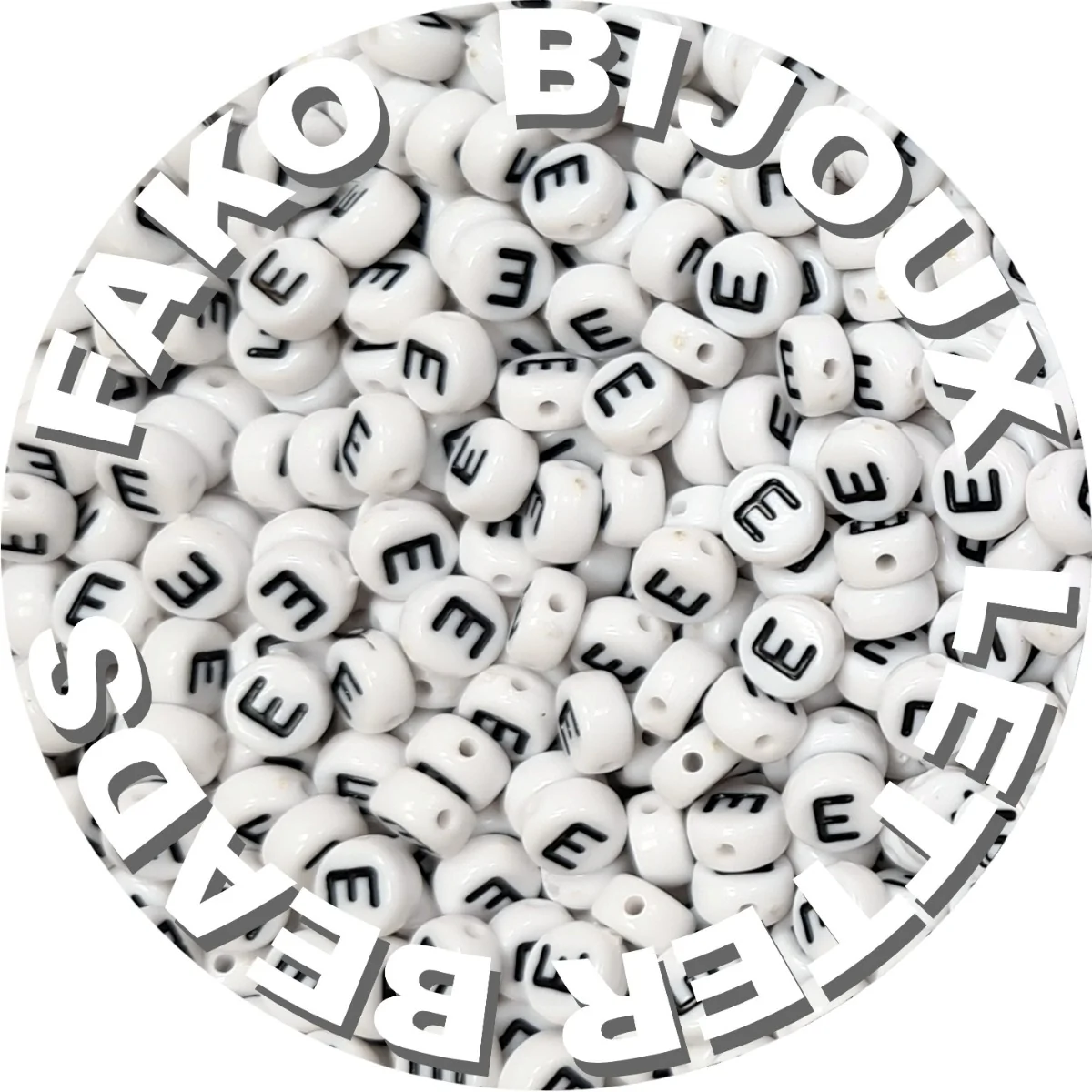 Fako Bijoux - Letterkralen E - Letter Beads - Alfabet Kralen - Klinkers - Sieraden Maken - 250 Stuks - Wit