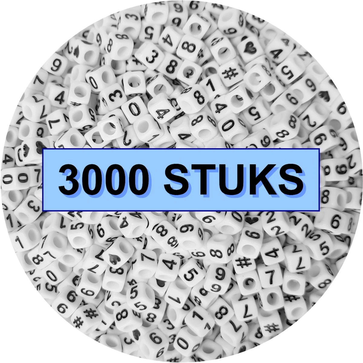 Fako Bijoux - Cijferkralen Vierkant Bulk - Number Beads - Acryl Kralen - Sieraden Maken - 3000 Stuks - Wit