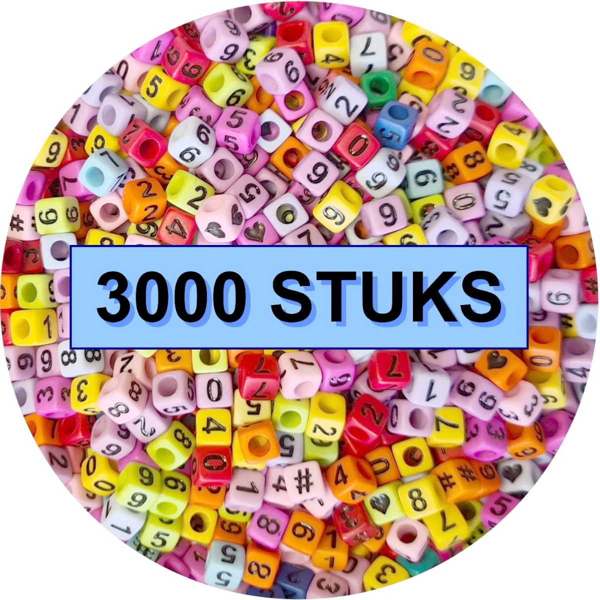 Fako Bijoux - Cijferkralen Vierkant Bulk - Number Beads - Acryl Kralen - Sieraden Maken - 3000 Stuks - Mix