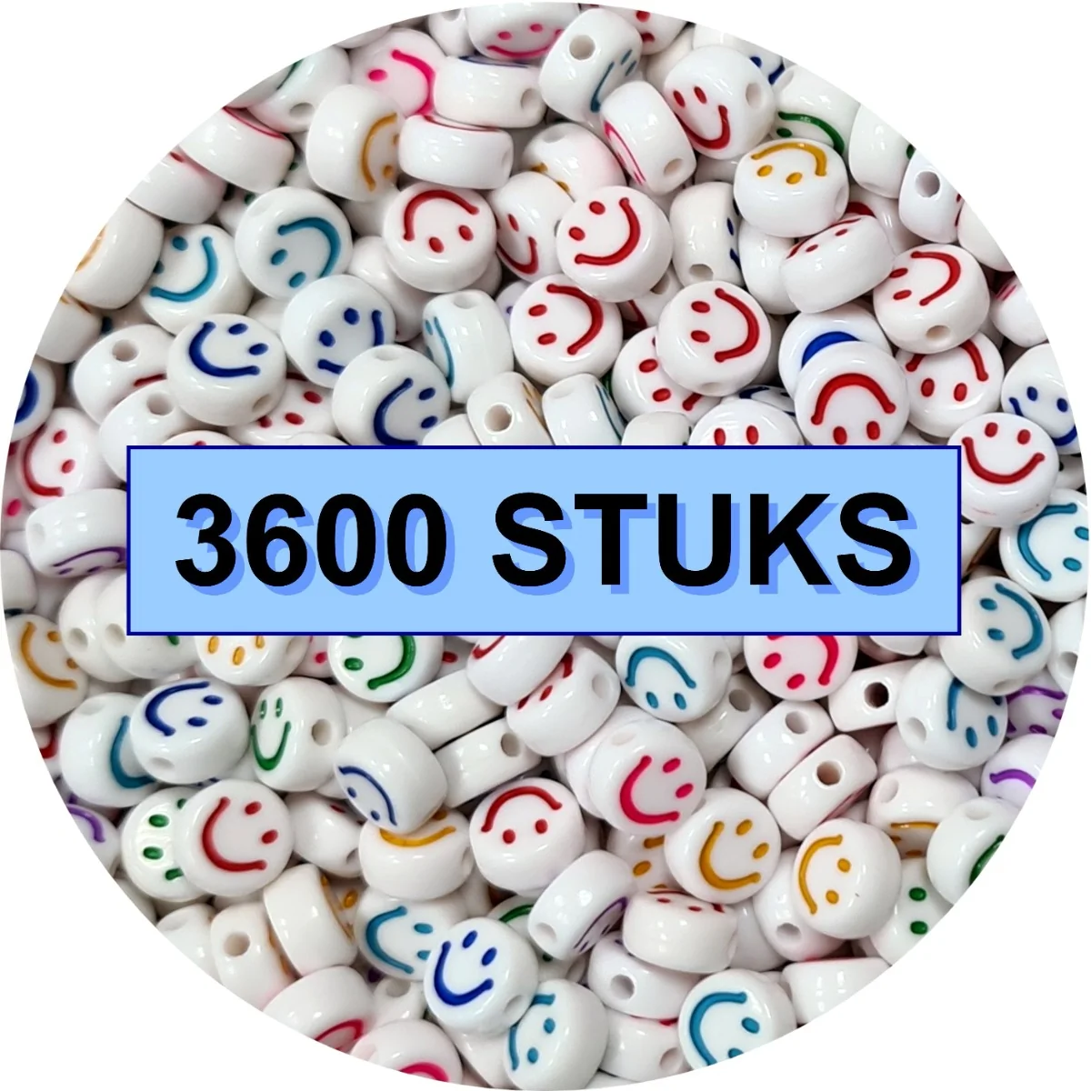 Fako Bijoux - Emoji / Smiley Kralen Bulk - Acryl - 7mm - Sieraden Maken - 3600 Stuks - Regenboog