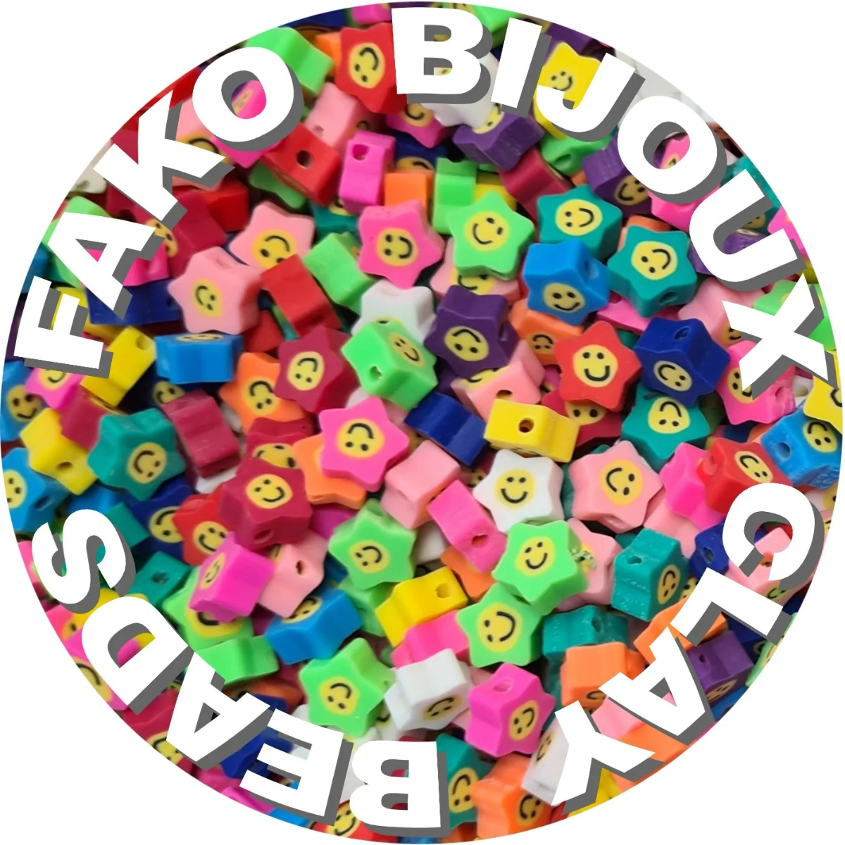 Fako Bijoux - Klei Kralen Sterretjes Smiley / Emoji - Figuurkralen - Kleikralen - 10mm - 50 Stuks