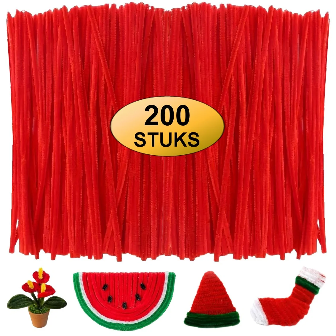 Fako Bijoux - 200 Rode Pijpenragers - Set van 200 Stuks Chenille Draden - Rood - 30 cm Lang - Knutselen - DIY - Hobby - Chenille Draad – Flexibele Pijpenragers - Kinderen en Volwassenen - 200 Stuks