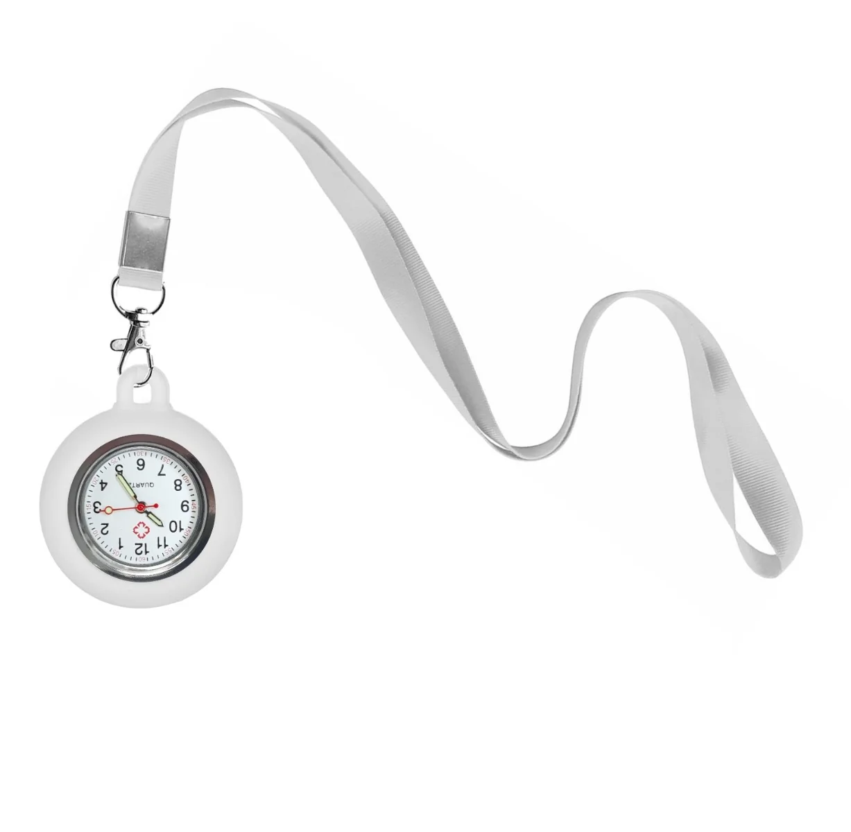 Fako - Verpleegstershorloge Met Keycord - Ketting - 90cm - Wit
