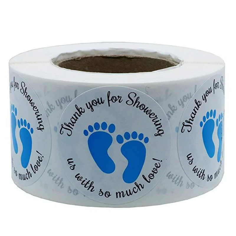 500 Stickers Op Rol - 2.5cm - Babyshower Blauw - Beloningsstickers - Stickers Kinderen - Sluitsticker - Sluitzegel - 25mm