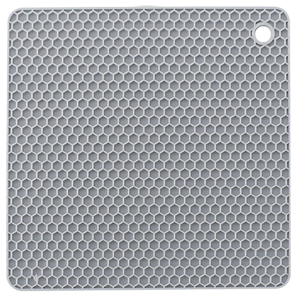 Fako - Pannenonderzetter Hittebestendig - Onderzetter Voor Pannen - Siliconen Mat - Potopener - 18x18cm - Vierkant - Lichtgrijs