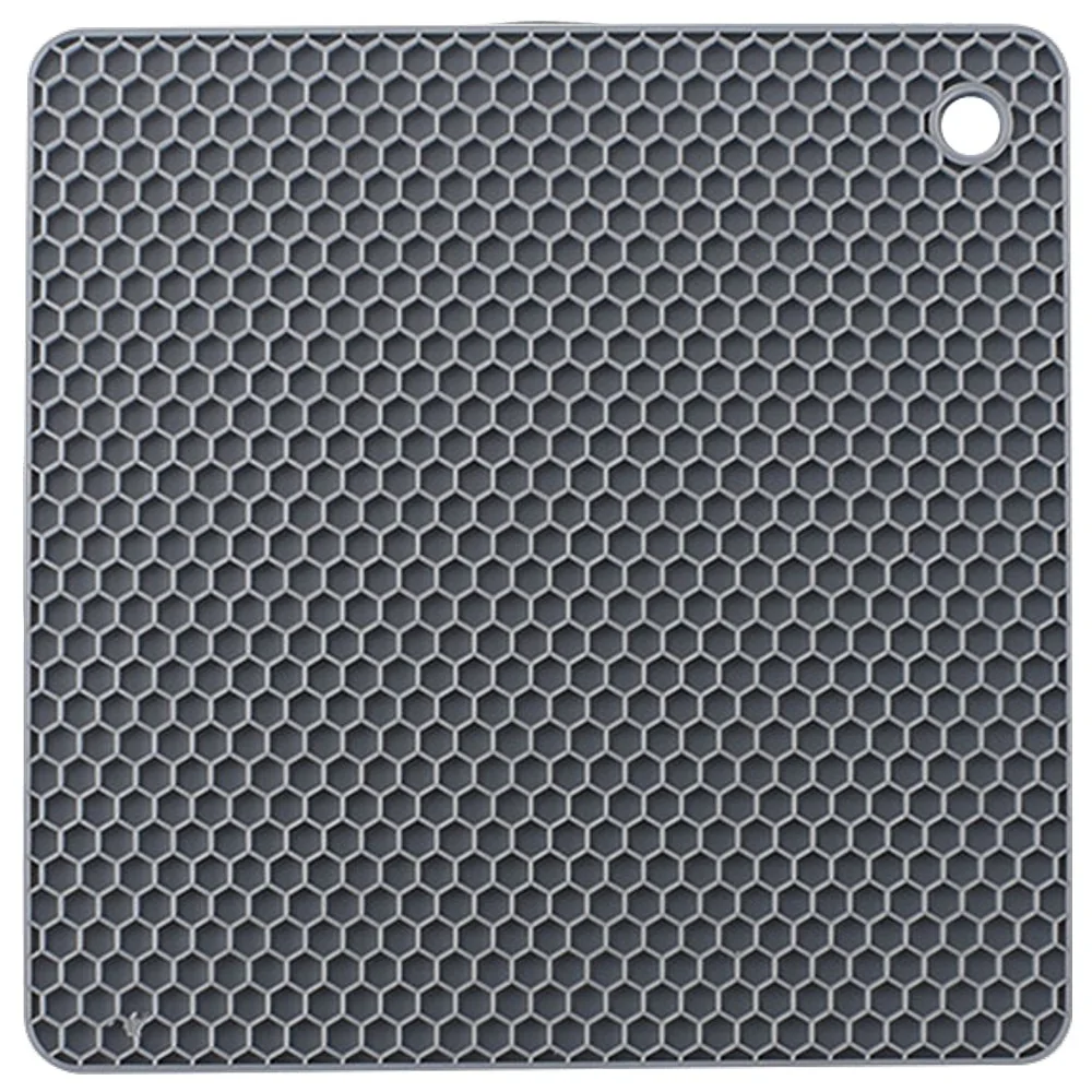 Fako - Pannenonderzetter Hittebestendig - Onderzetter Voor Pannen - Siliconen Mat - Potopener - 18x18cm - Vierkant - Donkergrijs