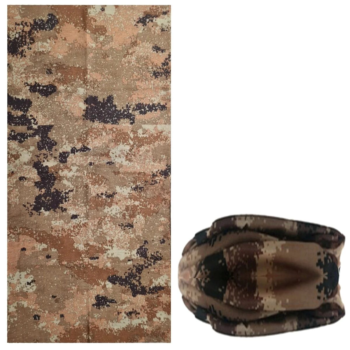 Fako Fashion - Microfiber Faceshield - Bandana - Nekwarmer - Sjaal - Block Camouflage Beige