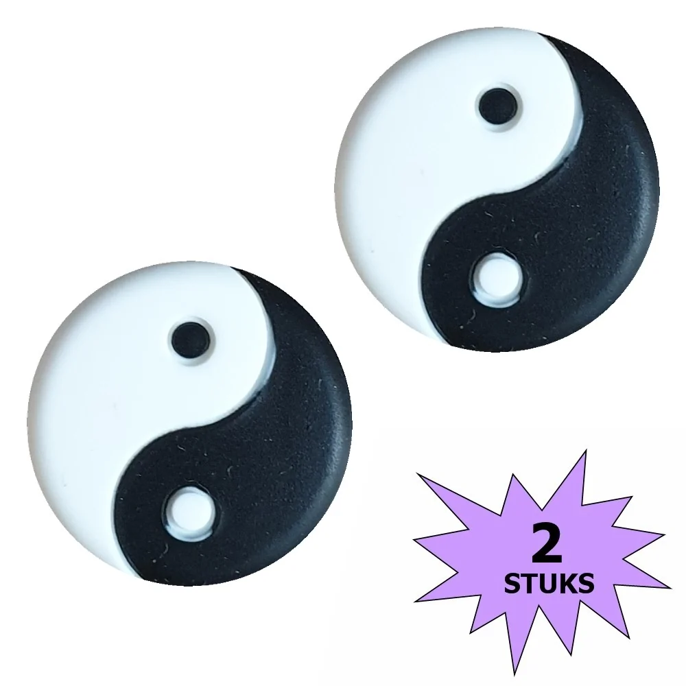 Fako Bijoux - Tennisdemper - Yin Yang - Zwart/Wit - 2 Stuks
