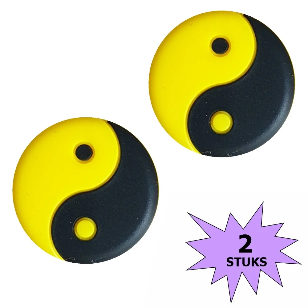 Fako Bijoux - Tennisdemper - Yin Yang - Zwart/Geel- 2 Stuks 