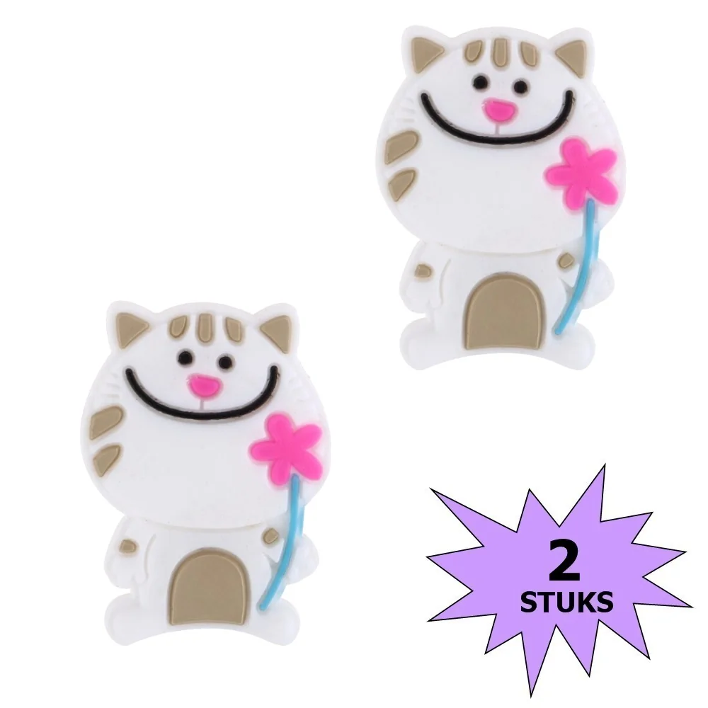 Fako Bijoux - Tennisdemper - Poes - Wit - 2 Stuks