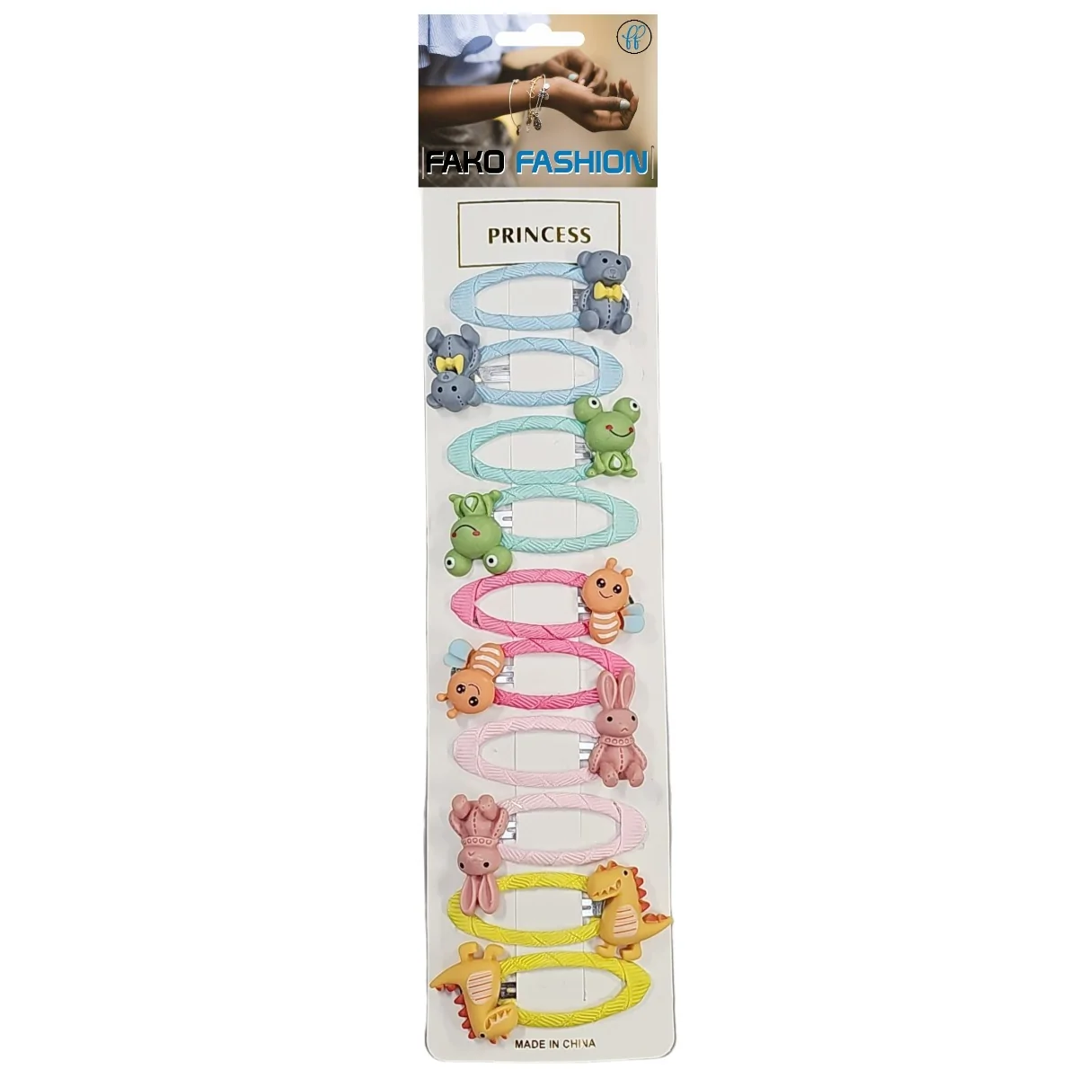 Fako Fashion - 10 Haarspeldjes Op Kaart - Haarclips Voor Meisjes - 10 Stuks - Knuffeldieren