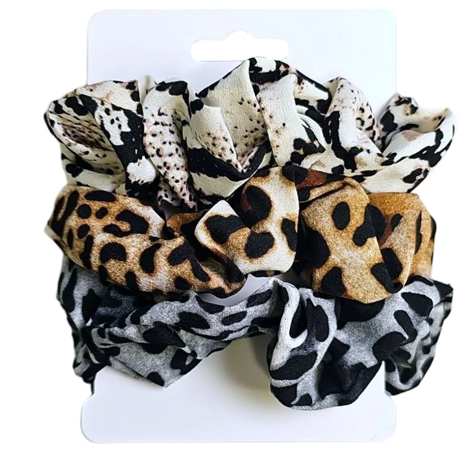 Fako Fashion - Haarelastiek - Scrunchie - Haarwokkel - Haarband - Animal Skin - 3 Stuks