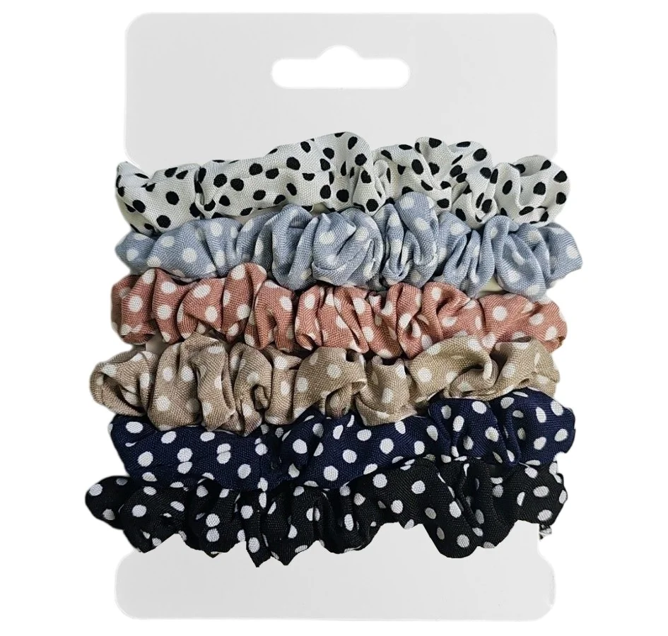 Fako Fashion - Haarelastiek - Scrunchie - Haarwokkel - Haarband - Polka Dots - 6 Stuks