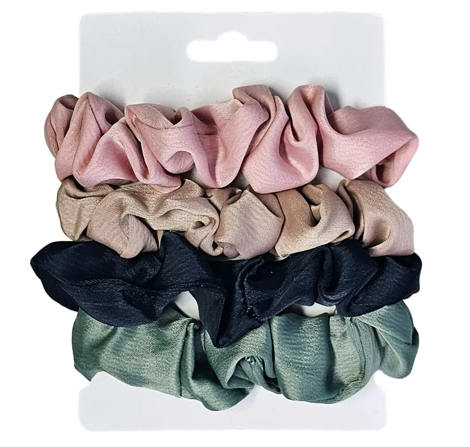 Fako Fashion - Haarelastiek - Scrunchie - Haarwokkel - Haarband - Soft & Silk - 4 Stuks
