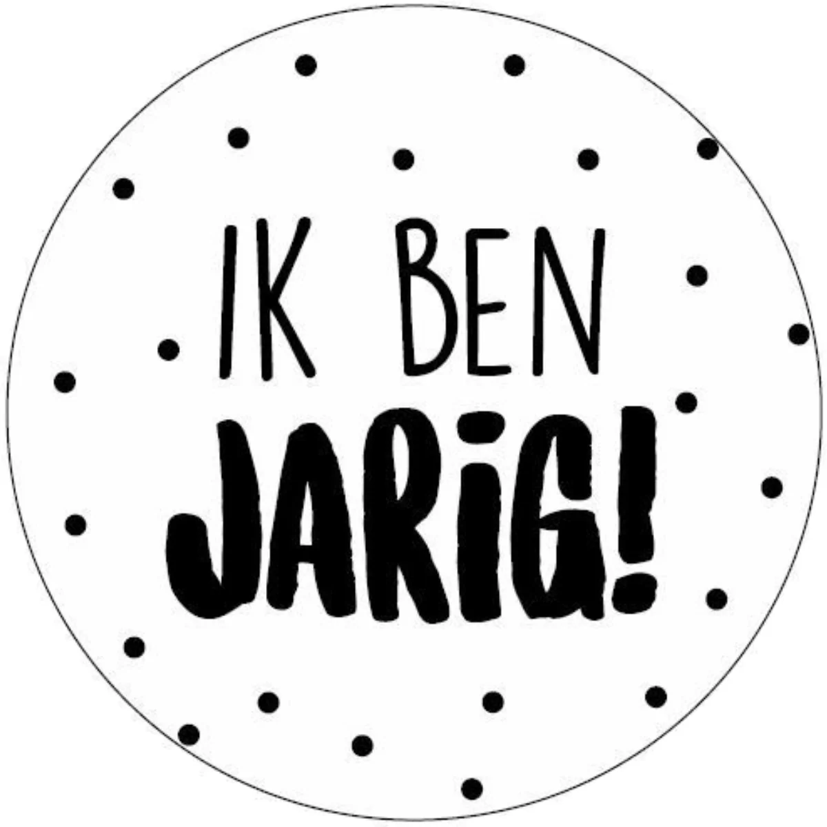 60x Sticker Ik Ben Jarig - Zwart - Wit - Sluitsticker - Sluitzegel - Feeststicker Presentje - Enveloppe - Cadeau - Gift - Cadeauzakje - Traktatie - Leuk inpakken - Sticker - 40mm - 60 Stuks