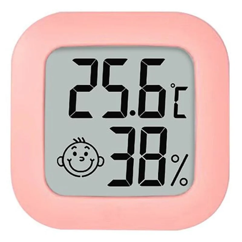 Fako Bijoux - Hygrometer - Weerstation - Luchtvochtigheidsmeter - Thermometer Voor Binnen - Incl. Batterij & Plakstrip - Roze