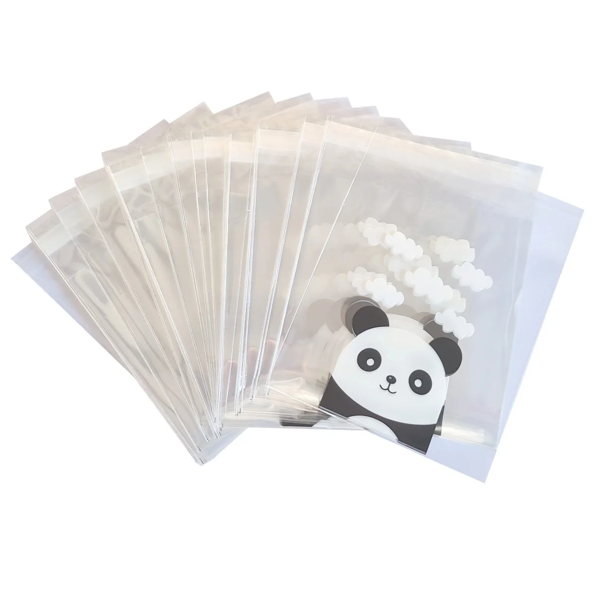 Fako Bijoux - 100x Uitdeelzakjes - Cellofaan Plastic Traktatie Kado Zakjes - Snoepzakjes - Panda - 10x10cm