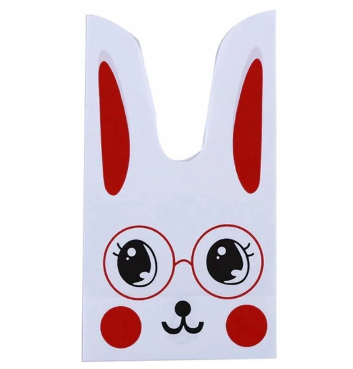 Fako Bijoux - Uitdeelzakjes 13x22cm - 50 Stuks - Traktatie Zakjes Voor Uitdeelcadeautjes - Uitdeelzakjes Kinderfeestje - Verjaardag - Pasen -  Konijn Met Bril - Rood