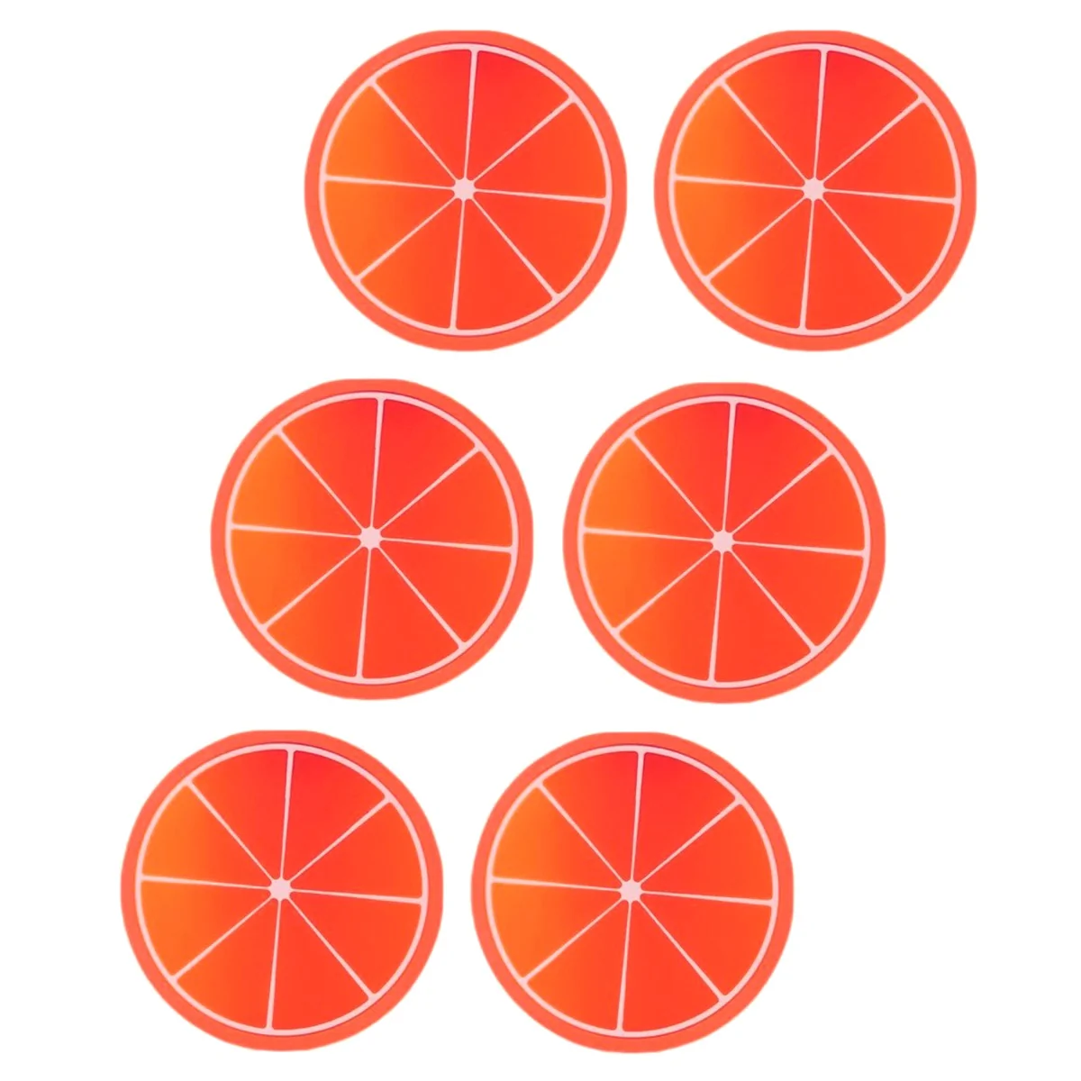 Fako Bijoux - Fruitige Siliconen Onderzetters -  Fruit Collectie - 6 Stuks - 9cm - Sinaasappel