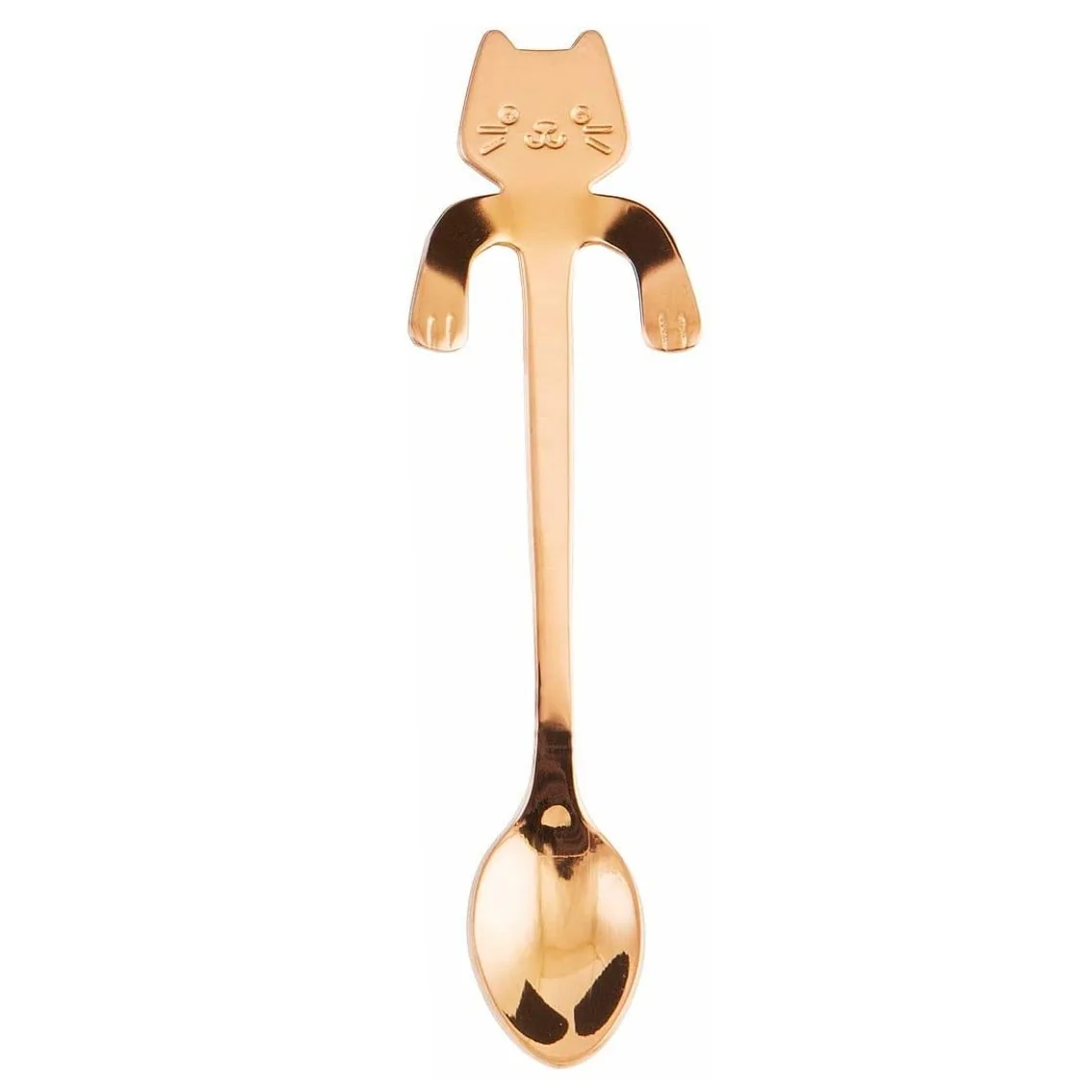 Fako Bijoux - Theelepel / Koffielepel Hangende Kat - Rosé Goudkleurig - 1 Stuk