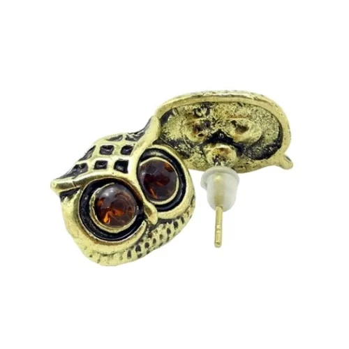 Fako Bijoux - Oorbellen - Steker - Uiltjes - Retro - Brons - Bruin