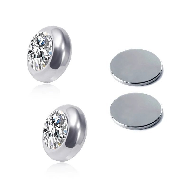 Fako Bijoux - Oorbellen - Magneet - Magnetisch - RVS - 8mm - Kristal - Transparant
