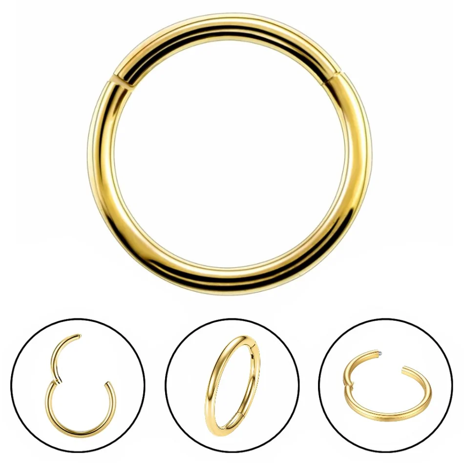 Fako Bijoux - Chirurgisch Stalen Ring Piercing - Diameter 12mm - Dikte 1.2mm - Ringetje geschikt voor Helix, Tragus, Septum, Lip, Neus & Wenkbrauw - Goudkleurig