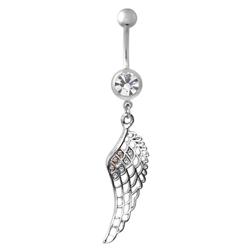 Fako Bijoux - Navelpiercing - Vleugel - Kristal - Wit