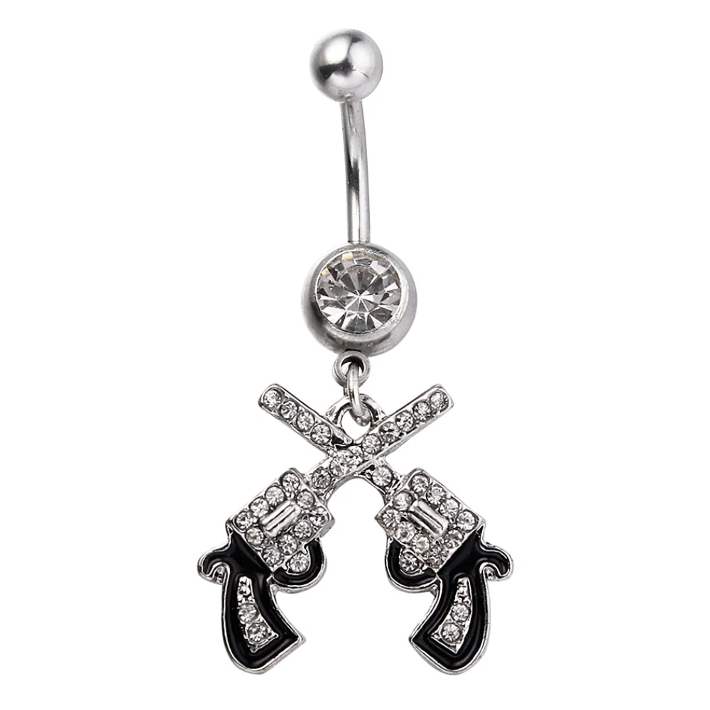 Fako Bijoux - Navelpiercing - Pistool Duo - Wit