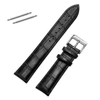 Fako - Horlogebandje - Echt Leer - 20mm - Croco - Zwart