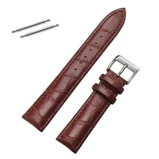 Fako - Horlogebandje - Echt Leer - 20mm - Croco - Donkerbruin