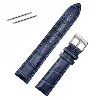 Fako® - Horlogebandje - Echt Leer - 20mm - Croco - Donkerblauw