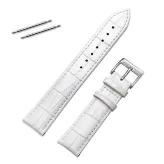 Fako - Horlogebandje - Echt Leer - 18mm - Croco - Wit