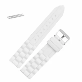 Fako - Horlogebandje - Siliconen - 20mm - Wit