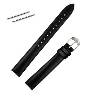 Fako - Horlogebandje - Echt Leer - Super Soft - 14mm - Zwart