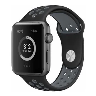 Fako - Siliconen Band Voor Apple Watch - Series 1/2/3/4 - 38-40mm - Zwart/Grijs