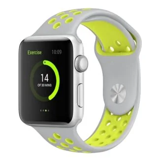Fako - Siliconen Band Voor Apple Watch - Series 1/2/3/4 - 38-40mm - Grijs/Geel 