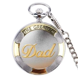 Fako - Zakhorloge - XXL - The Greatest Dad - Ø 47mm - Zilver/Goud