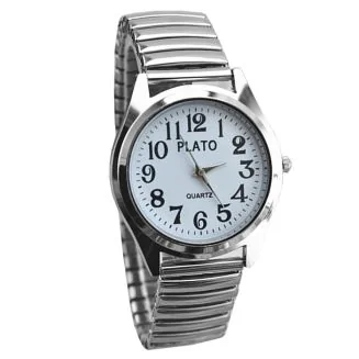 Fako - Horloge - Rekband - Plato - Ø 37mm - Zilverkleurig - Wit